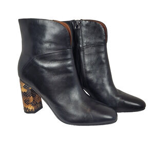Sigerson Morrison Beatrice Ankle Booties Black Leather Snake Italy 38 EXCELLENT